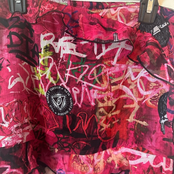 Current Mood Pink Graffiti MiniSkirt Size Medium - Picture 3 of 5